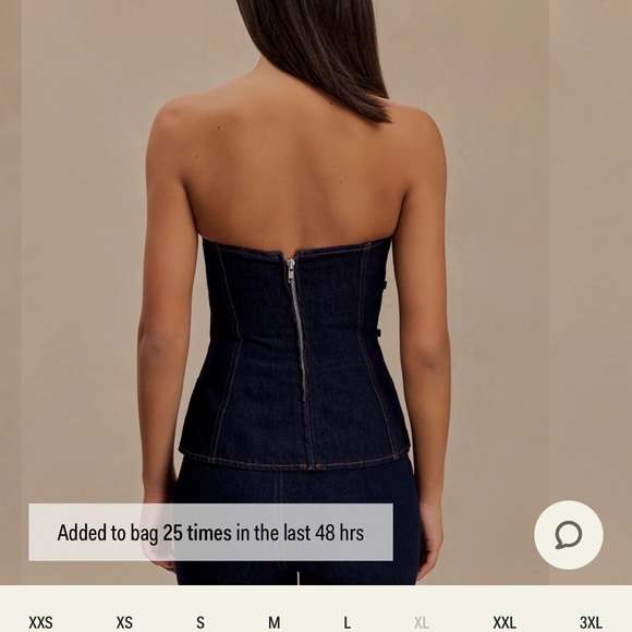 NWT Meshki Sylas Strapless Buckle Denim Top - Indigo Blue - Picture 2 of 5